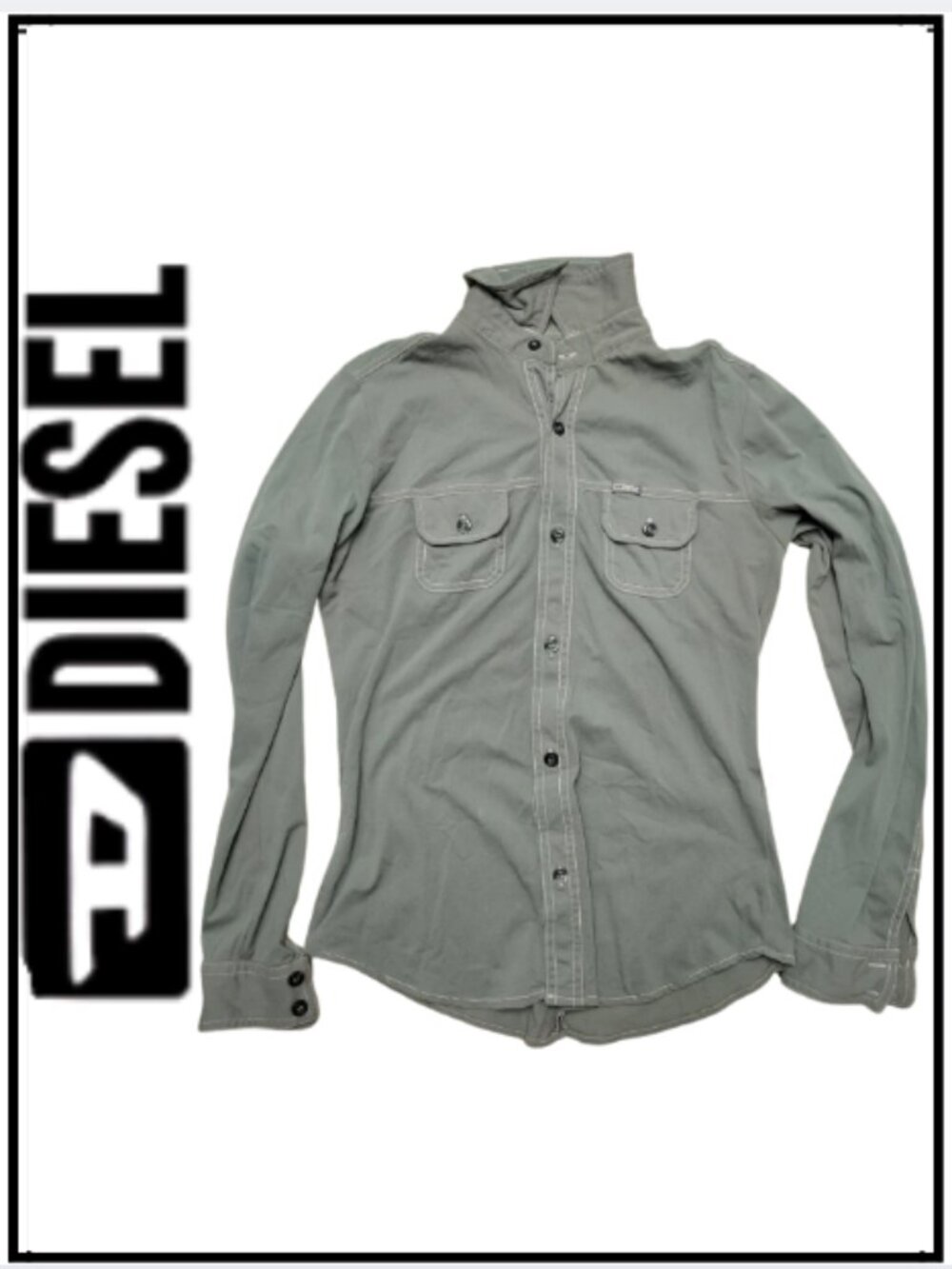 Diesel Light Sage Button-Up Utility Jacket - Picture 1 of 2